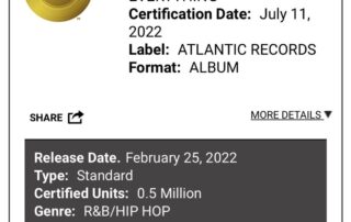 Kodak Black RIAA gold certification for Back For Everything album